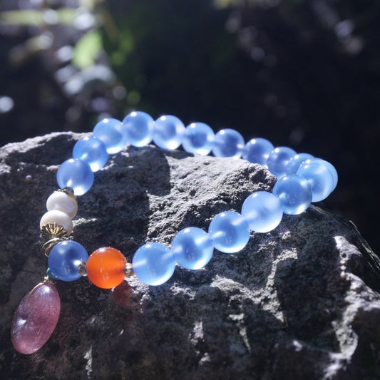 Dreamy Blue Sugared Core Nephrite Bracelet