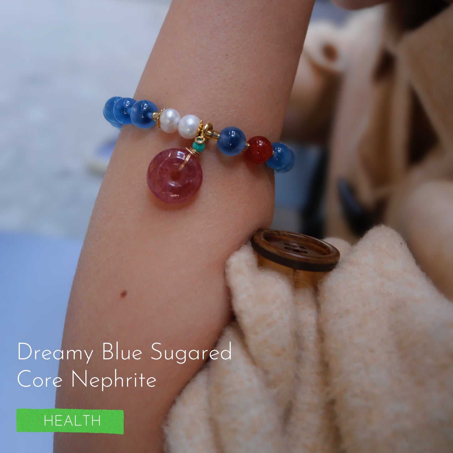 Dreamy Blue Sugared Core Nephrite Bracelet